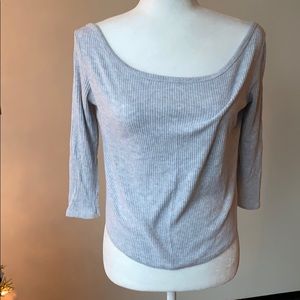 Knot sisters gray ribbed sweater boat neck